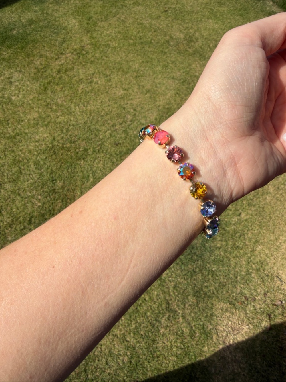 Swarovski Gold-Tone Bracelet with Multicolor Crystal Rivoli Stones - Picture 2 of 4